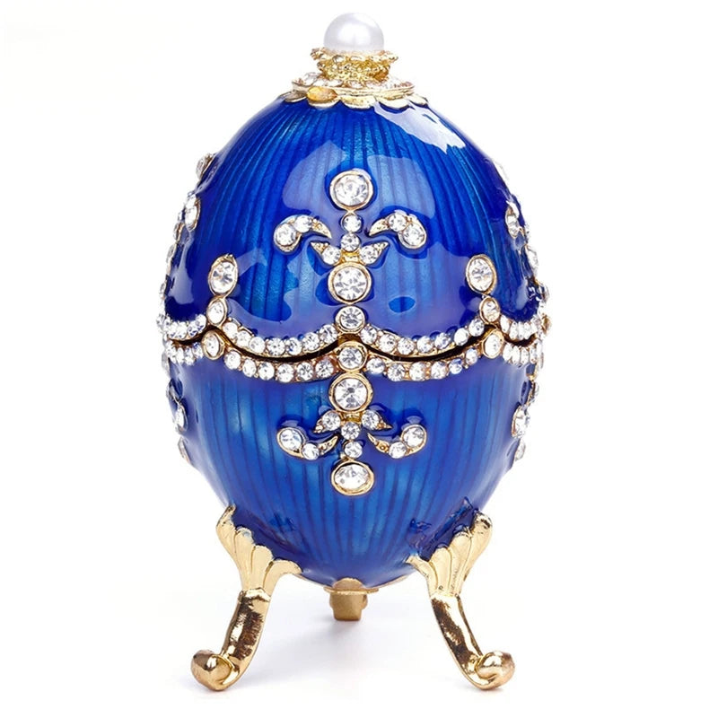 Easter Fabergé Egg Trinket Box – Hinged Enamel Jewelry Ornament