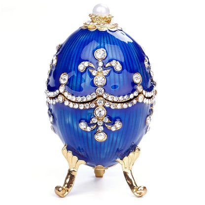 Easter Fabergé Egg Trinket Box – Hinged Enamel Jewelry Ornament