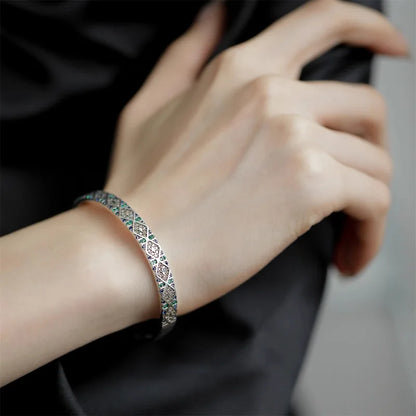 925 Sterling Silver Geometry Block Zircon Bracelet For Women Versatile Vintage Jewelry Gift