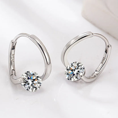 925 Sterling Silver Geometric Zircon Earrings for Women