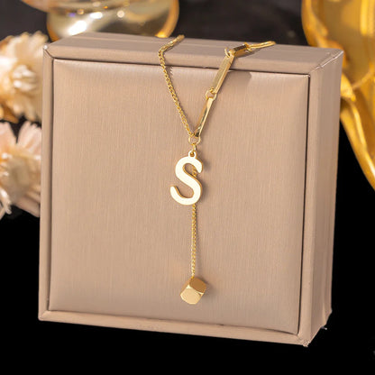 Initial Letter Stainless Steel Pendant Necklace for Women