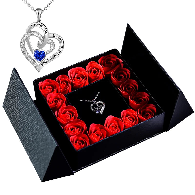 Elegant Pendant Necklace with Eternal Soap Rose Gift Box