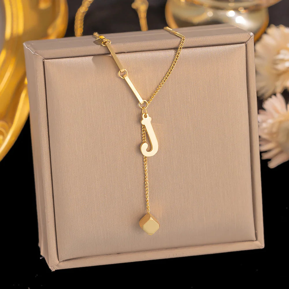 Initial Letter Stainless Steel Pendant Necklace for Women