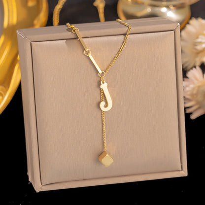 Initial Letter Stainless Steel Pendant Necklace for Women
