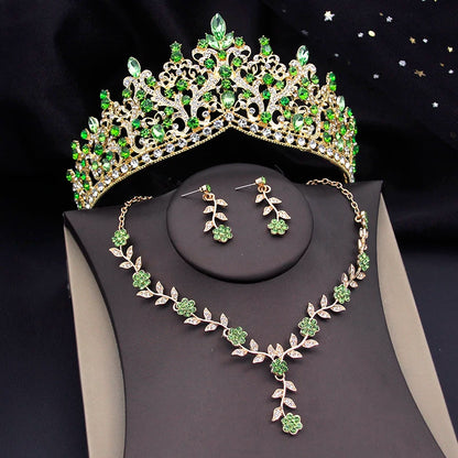 3 Pcs Baroque Bridal Wedding Crown Jewelry Sets and Tiaras For Women