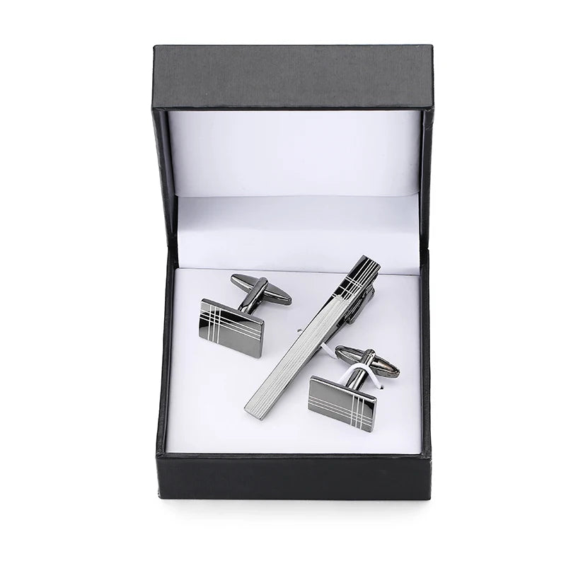 Cufflinks and Tie Clip Set Men's French Shirt Cufflinks