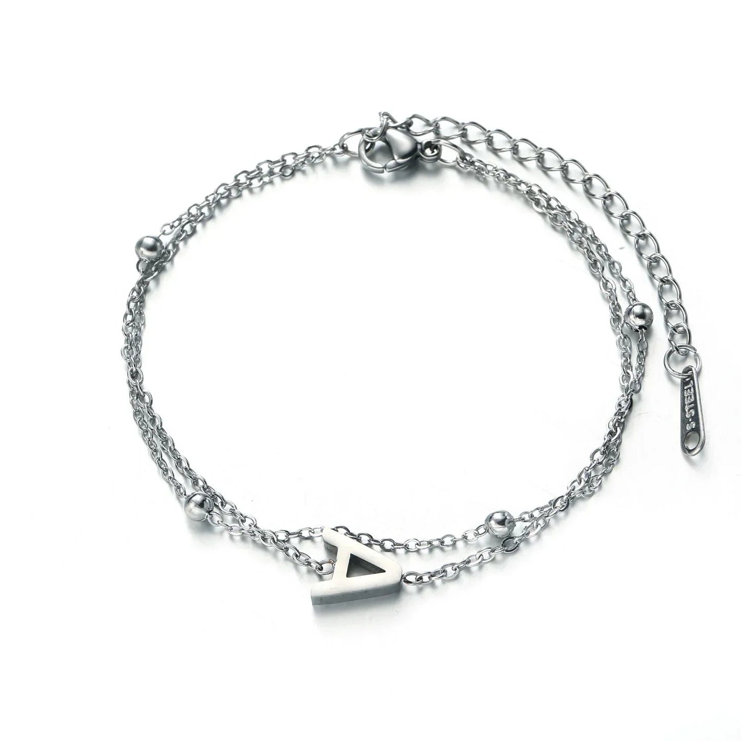 New Fashion A-Z Letter Double Layer Bracelets Simple Stainless
