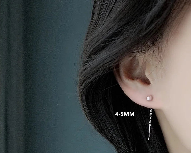 925 Sterling Silver Tassel Pearl Earrings – Elegant Korean Style for Women