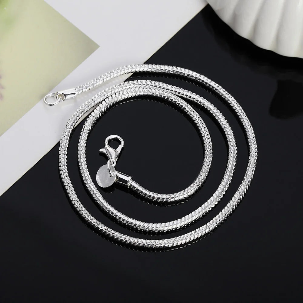 20-60cm 925 Sterling silver 3mm Snake Chain Necklace