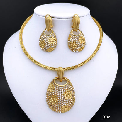 Elegant Dubai-Inspired Necklace & Earring Set For Women