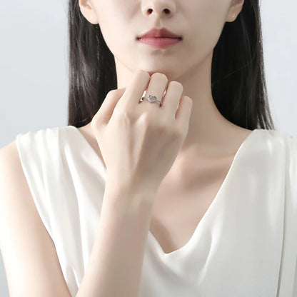 925 Sterling Silver Love Heart Crown Wishbone Zircon Ring