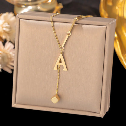 Initial Letter Stainless Steel Pendant Necklace for Women