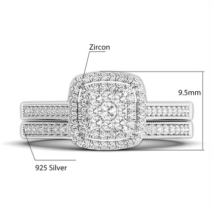 2pcs Moissanite Ring Set For Woman Original 925 Sterling Silver