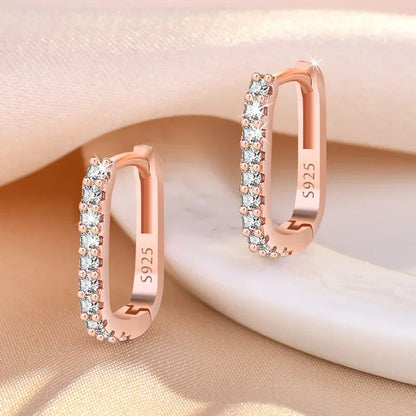 925 Sterling Silver charms Crystal Zircon Circle Hoop Earrings for Woman