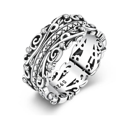 925 Sterling Silver Geometric Overlapping Zircon Rings
