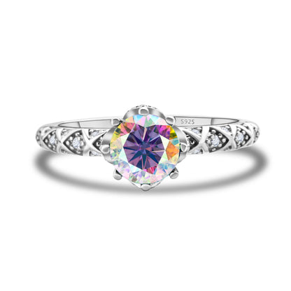 1 Carat 6.5mm D Color Moissanite Engagement Ring 925 Sterling Silver