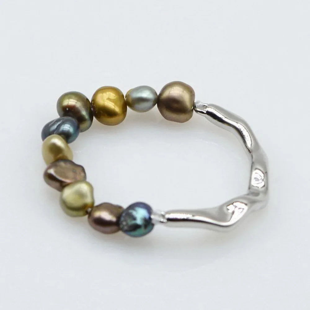 Colorful Small Baroque Pearl Ring – Irregular Freshwater Pearl Jewelry