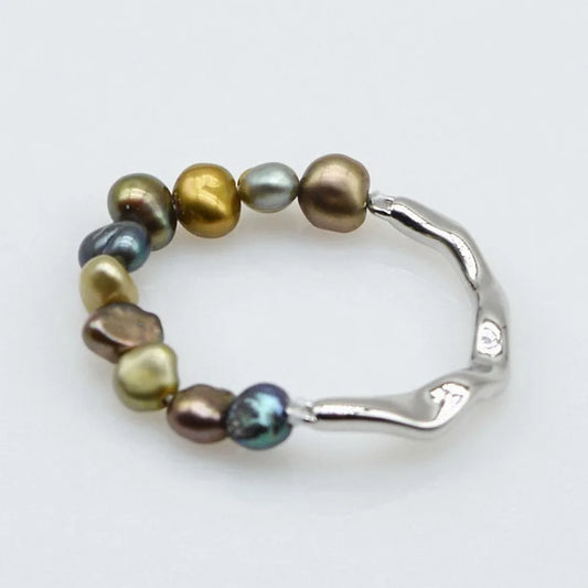 Colorful Small Baroque Pearl Ring – Irregular Freshwater Pearl Jewelry