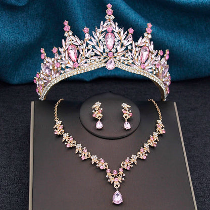 Princess Crown Bridal Jewelry Set for Women – Tiaras, Necklace & Earrings