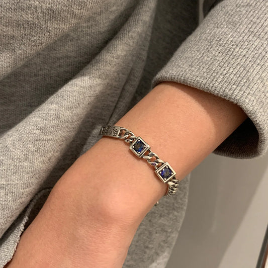 New Arrival 925 Sterling Silver Trendy Purple Crystal Graffiti Vintage Lady Charm Bracelets