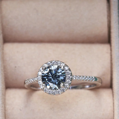New Grey Color 1CT Moissanite Ladies Ring 925 Silver Jewerly