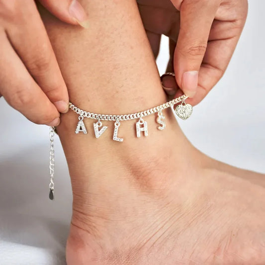 Custom Crystal Name Anklet Personalized
