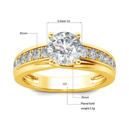 1 Carat Moissanite Ring for Women 925 Silver, Rhodium Plated, Certified Jewelry