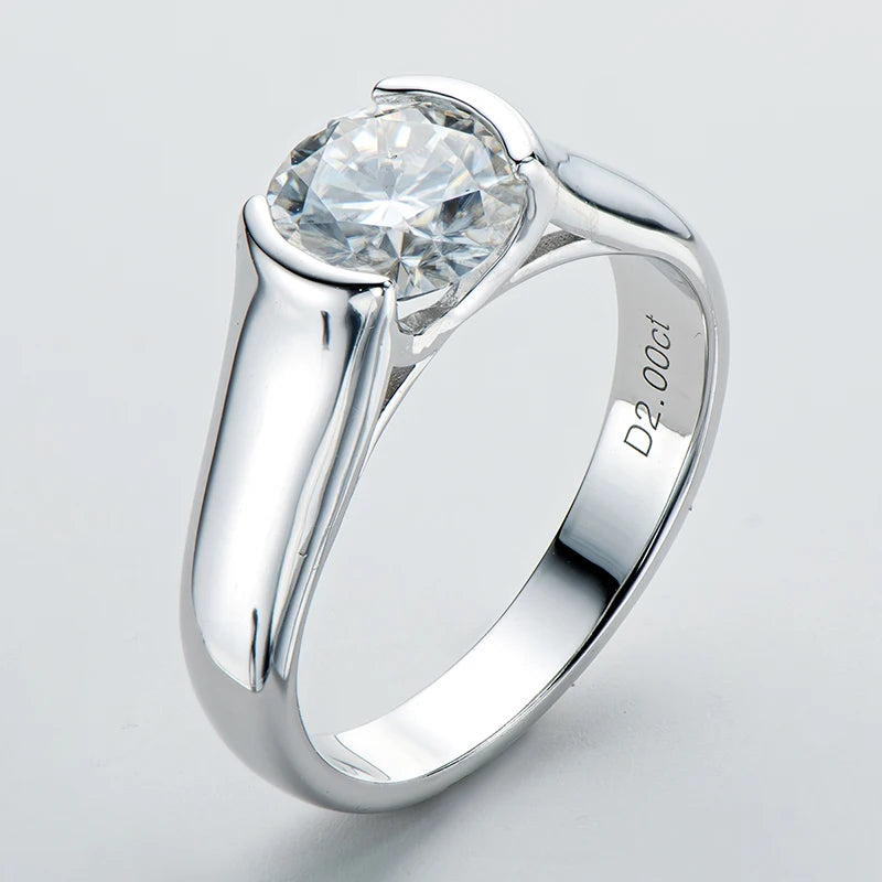 18K Gold Plated Moissanite Engagement Ring – 2.0 Carat D Color VVS1 for Women Men