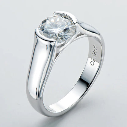 18K Gold Plated Moissanite Engagement Ring – 2.0 Carat D Color VVS1 for Women Men