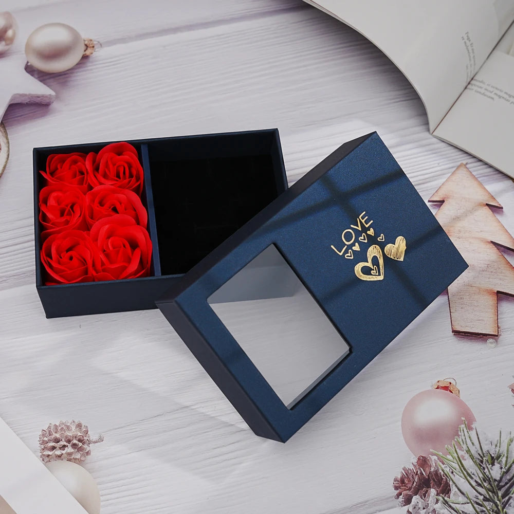 Personalized 2 photos Heart Locket Pendant Necklace with Rose Gift box