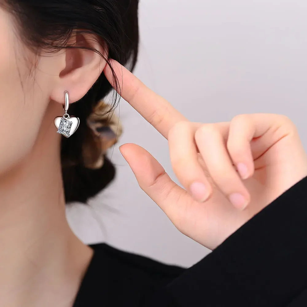 S925 Sterling Silver Love Earrings Elegant Sparkle for Girls