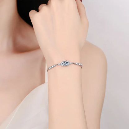 GRA Certified 1CT Moissanite Bracelet for Women S925 Sterling Silver Fine Jewelry