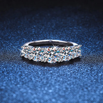 18K Plated 3.6CT Moissanite 5-Stone Ring for Women in S925 Silver with GRA