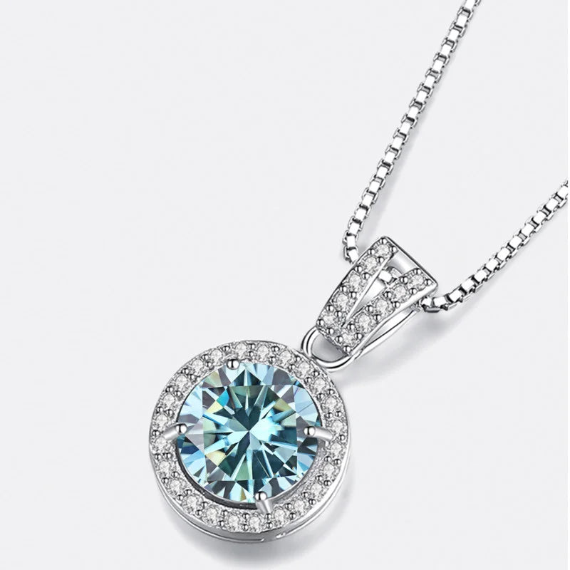 1 Carat Moissanite Diamond Pendant Necklaces For Women 925 Sterling Silver