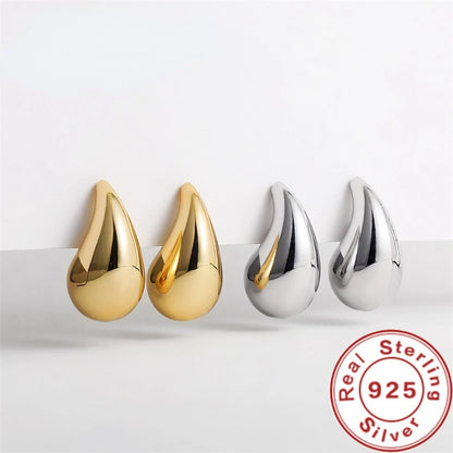 925 Sterling Silver 18K Gold Plated Chunky Teardrop Earrings