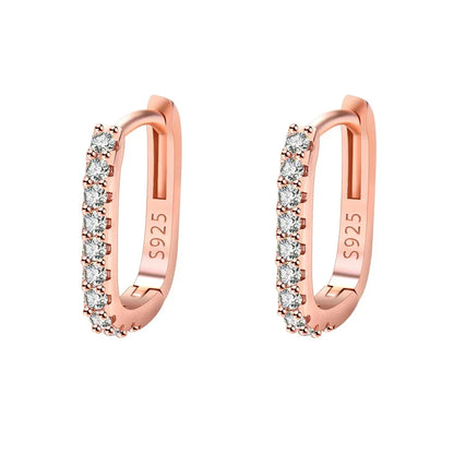925 Sterling Silver charms Crystal Zircon Circle Hoop Earrings for Woman