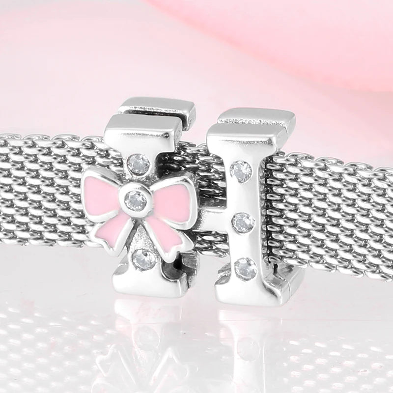 Top quality 925 Sterling Silver Letter A to Z Zircon clips Beads