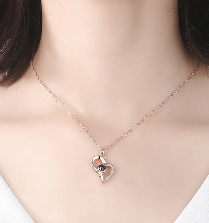 I Love You Projection S925 Necklace – 100 Languages with Rose Gift Box