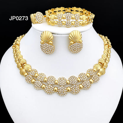 Elegant Italian 24K Gold Plated Jewelry 4pcs Set