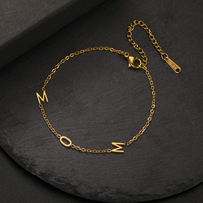 Custom Initial Letter Bracelet For Women - Stainless Steel
