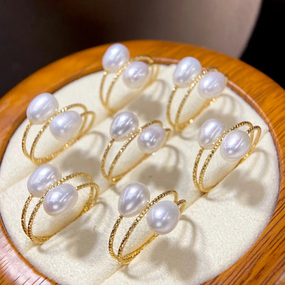 Natural Freshwater Rice Pearl Ring – All-Matched Elegant Women’s Fashion Jewelry