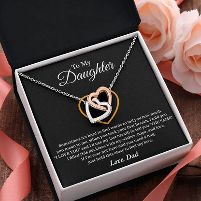 To My Daughter Interlock Heart Necklace – Gift from Dad