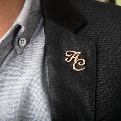 Custom Initials Brooch Stainless Steel Initials Letters