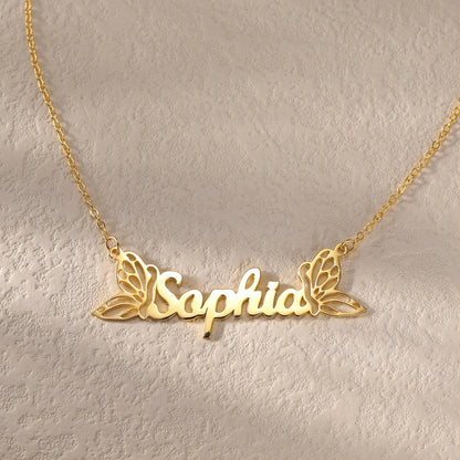 Personalized Name Customized Necklace, Two Exquisite Butterfly