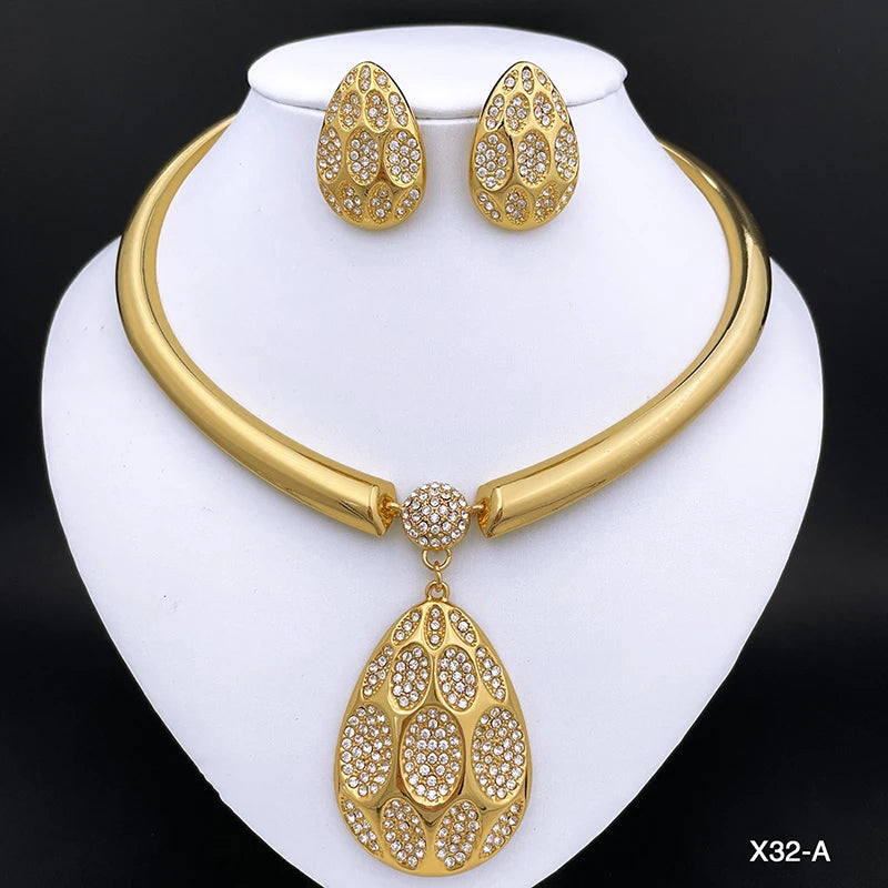Elegant Dubai-Inspired Necklace & Earring Set For Women
