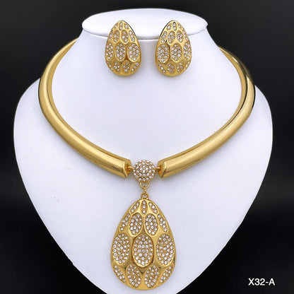 Elegant Dubai-Inspired Necklace & Earring Set For Women