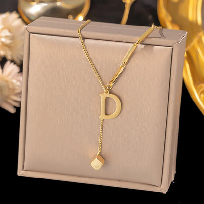 Initial Letter Stainless Steel Pendant Necklace for Women