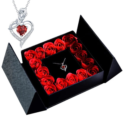 Elegant Pendant Necklace with Eternal Soap Rose Gift Box