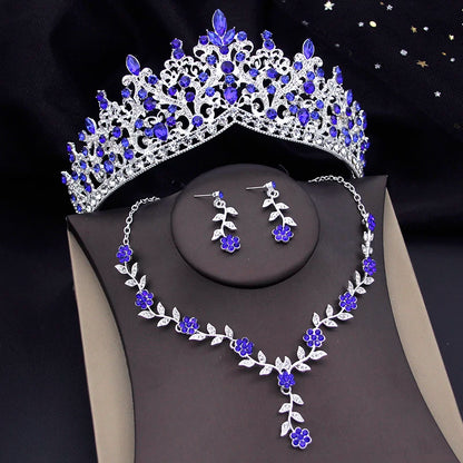 3 Pcs Baroque Bridal Wedding Crown Jewelry Sets and Tiaras For Women
