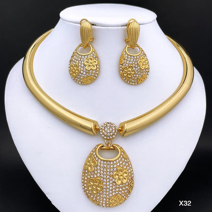 Elegant Dubai-Inspired Necklace & Earring Set For Women